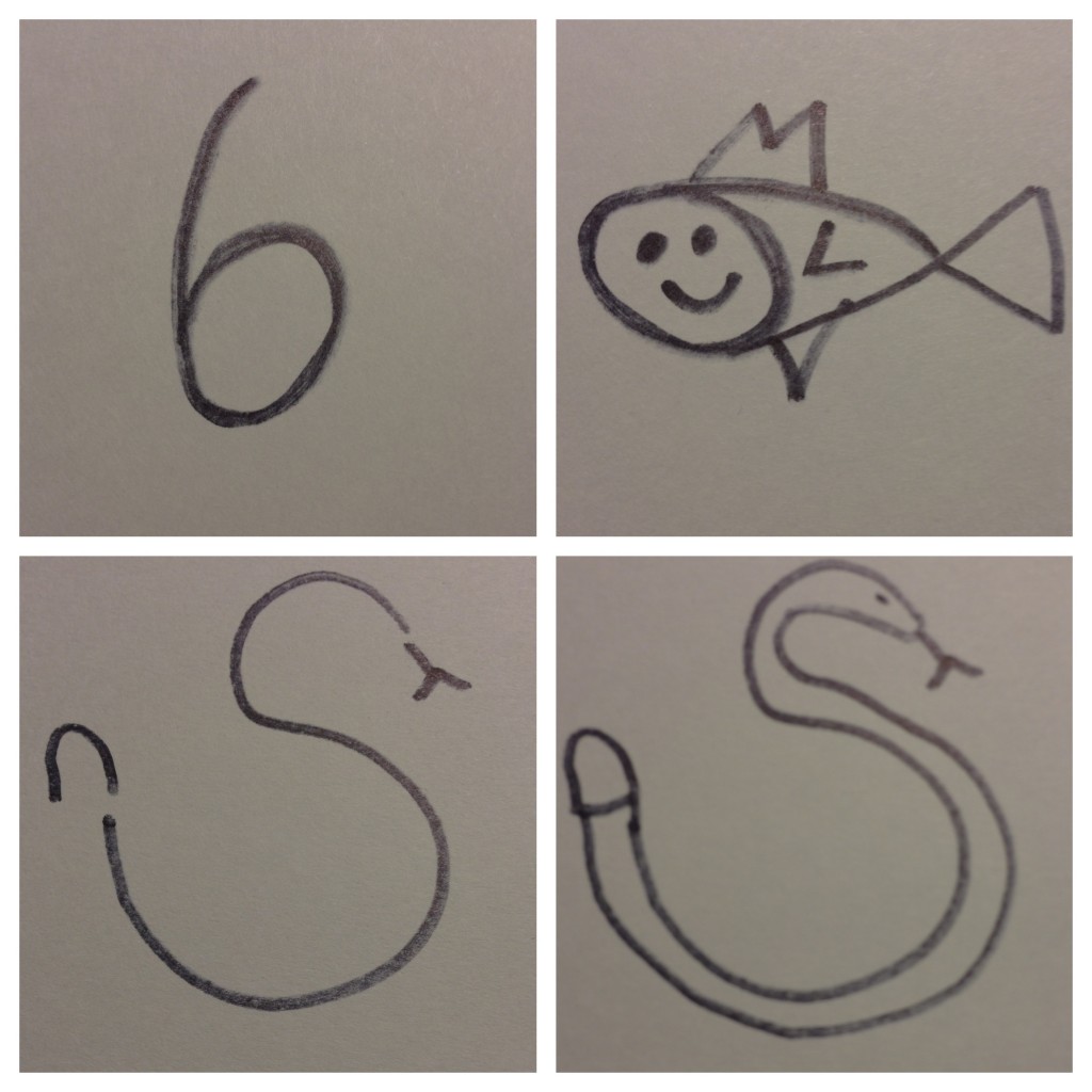 fish and snake out of numbers and letters